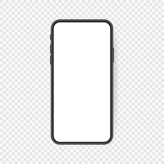 Wall Mural - Realistic smartphone blank screen, phone mockup isolated on transparent background. Template for infographics or presentation UI design interface