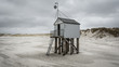 Netherlands, Terschelling - March 8, 2020: Famous authentic wooden beach hut, for shelter, on the island of Terschelling in the Netherlands..