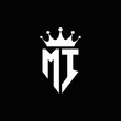 MI logo monogram emblem style with crown shape design template