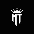 MT logo monogram emblem style with crown shape design template
