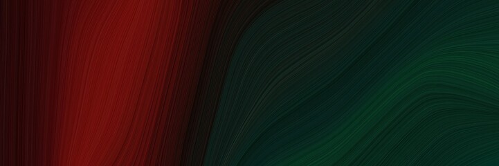 Aufkleber - elegant decorative horizontal canvas with very dark green, dark red and very dark red colors. fluid curved flowing waves and curves