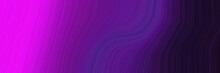Elegant Surreal Banner With Indigo, Magenta And Very Dark Blue Colors. Fluid Curved Lines With Dynamic Flowing Waves And Curves