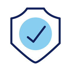 Poster - shield with check symbol insurance line and fill style icon