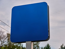 Blue Street Sign On An Iron Pipe For Placing Information.