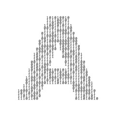 Wall Mural - Letter A made from binary code digits. Technology background