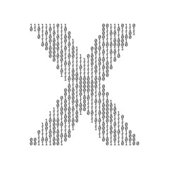 Canvas Print - Letter X made from binary code digits. Technology background