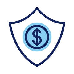 Poster - shield insurance with money symbol line and fill style icon