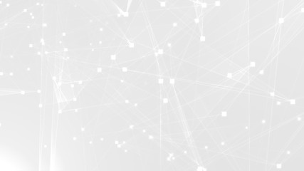 Abstract white gray polygon tech network with connect technology background. Abstract dots and lines texture background. 3d rendering.