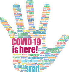 Tags and words in the cloud about the covid-19 disease that affects a global pandemic.
