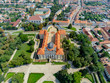 Parkanlage um Schloss Austerlitz in Slavkov u Brna von oben