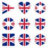 Fototapeta  - Set of nine form UK. Vector icons. National flag of the