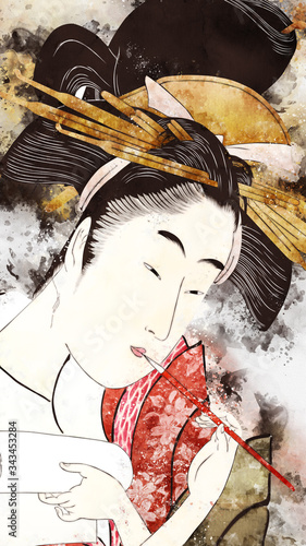 青楼七小町玉屋内花紫水彩stock Illustration Adobe Stock 青楼七小町玉屋内花紫水彩stock Illustration Adobe Stock