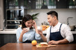 © chokniti - Couples are enjoying a healthy breakfast at home