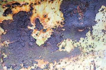 Wall Mural - Old grungy, rusty and weathered snow plow closeup shot. Texture, pattern and backdrop concept.