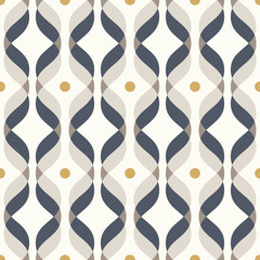 ogee seamless vector curved pattern, abstract geometric background. mid century modern wallpaper pat