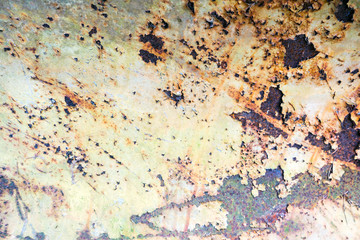 Wall Mural - Old grungy, rusty and weathered snow plow closeup shot. Texture, pattern and backdrop concept.