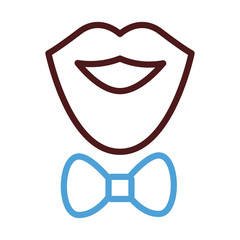 Poster - mustache and beard with bowtie line style icon