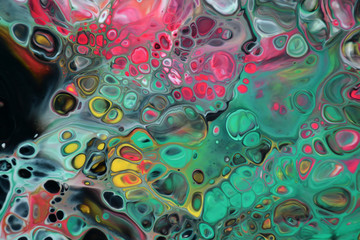 Wall Mural - 
watercolor abstract background with bubbles and cells.Colorful colorful banner