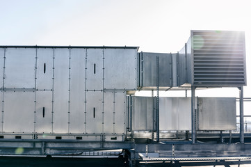 Wall Mural - Sheet metal of industrial air conditioning on the roof.