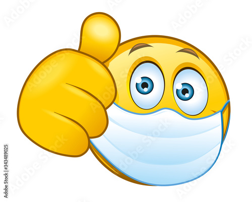 Cuadros en Lienzo masked smilie with a thumbs up sign