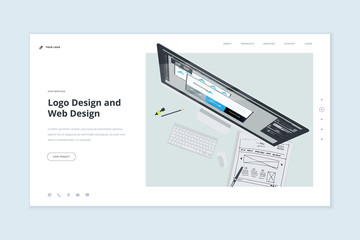 Wall Mural - website template design. modern vector illustration concept of web page design for website and mobil