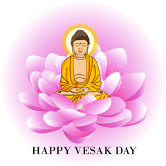 Canvas Print - Vector illustration of a background or poster for celebrate Happy Vesak day or Buddha Purnima.