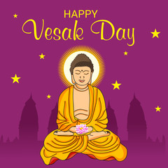 Canvas Print - Vector illustration of a background or poster for celebrate Happy Vesak day or Buddha Purnima.