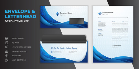 Wall Mural - Blue abstract corporate envelope corporate identity template