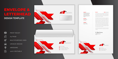 Wall Mural - Red abstract corporate envelope corporate identity template