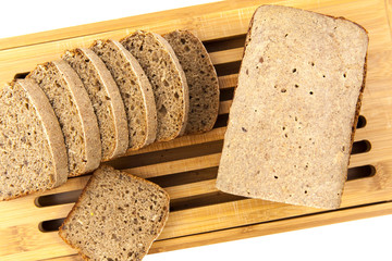 sliced bread on a wooden board