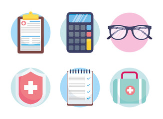 Poster - health insurance service set icons