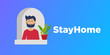© WC Studio - Stay from home slogan with house and heart. Protection awareness social media campaign or measure from coronavirus, Stay from home quote text, vector