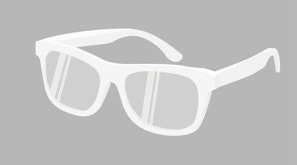 Vector Isolated Illustration of White Frame Glasses