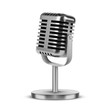 © Elegant Solution - Realistic 3D silver metal retro microphone on leg