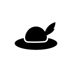 Wall Mural - Simple icon of hat with feather. Clothing, headwear, female accessory. Clothes concept. Can be used for topics like shopping, fashion, style