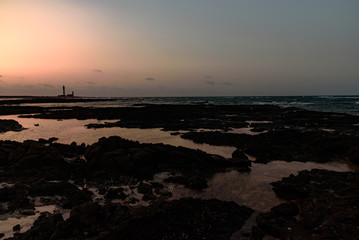 Poster - sunset on the surfers beach of Fuerteventura canary island in Spain