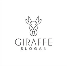 Simple Unique Ossicones Logo Line Art Design , Okapi, Giraffidae And Abstract Giraffe Logo Linear Design Template