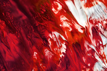Abstract Liquid Red White Colors Paint Background. Fluid Art, Lush Lava Bloody Sea Wave