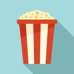 Sticker - Popcorn pack icon. Flat illustration of popcorn pack vector icon for web design