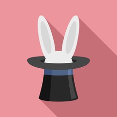 Wall Mural - Rabbit in hat icon. Flat illustration of rabbit in hat vector icon for web design