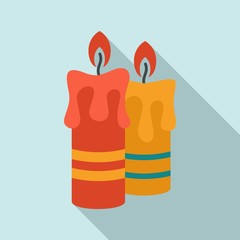 Wall Mural - Two candles icon. Flat illustration of two candles vector icon for web design