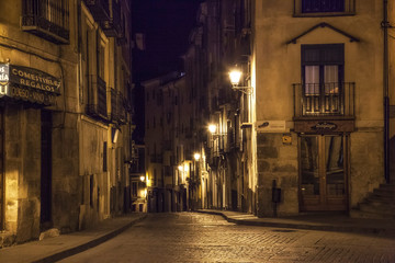 Street of the old town at night, Cuenca, Spain