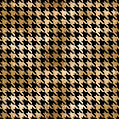 Wall Mural - Fashion seamless pattern with gold hounds tooth texture. Pied-de-poule geometric background