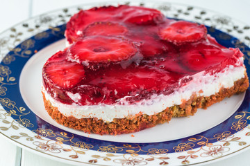 Wall Mural - Homemade strawberry pretzel salad.