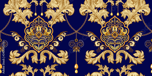 Dekoracja na wymiar  zloty-wzor-adamaszku-vintage-indyjskie-tapety-tlo-wektor-arabski-zlote-i-niebieskie-tlo-projektowanie-tapet-tekstyliow-tkanin-okladek-dywanow-dywanow-sieci