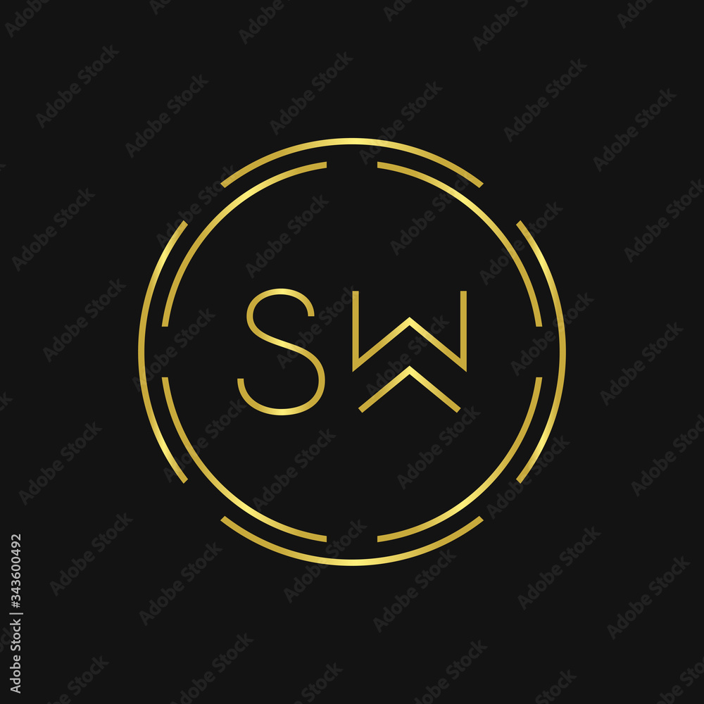 Initial SW Logo Design Creative Typography Vector Template. Digital ...