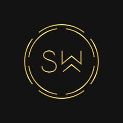 Initial SW Logo Design Creative Typography Vector Template. Digital Abstract Letter SW Logo Vector Illustration