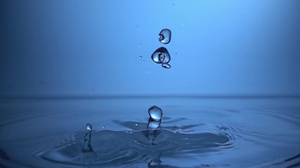 Poster - Water drop in super slow motion, Water Drop Falling In Blue Water