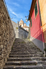 Wall Mural - Italian courtyard. The colourful streets of the Italian town of Portovenere. Cinque Terre National Park