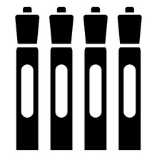 Set Of Dry Erase Markers In Black And White